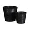 Urban Trends Collection Ceramic Round Vase with Horizontal Ribbed Design Body and Tapered Bottom Set of Two Gloss Finish Black